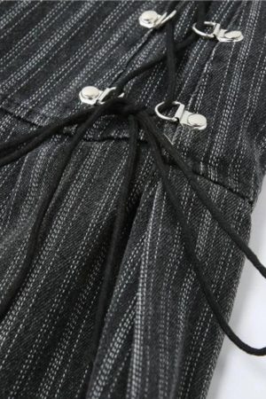 Y2K Striped Lace Up Mini Skirt