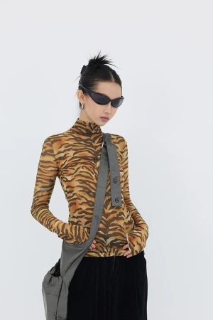 Y2K Tiger Mesh Top