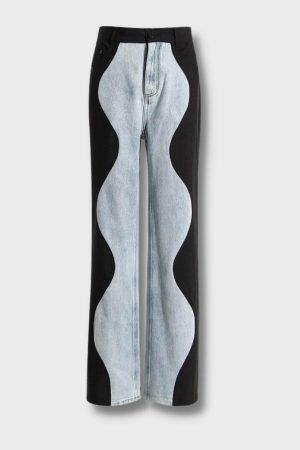 Y2K Wave Panel Jeans