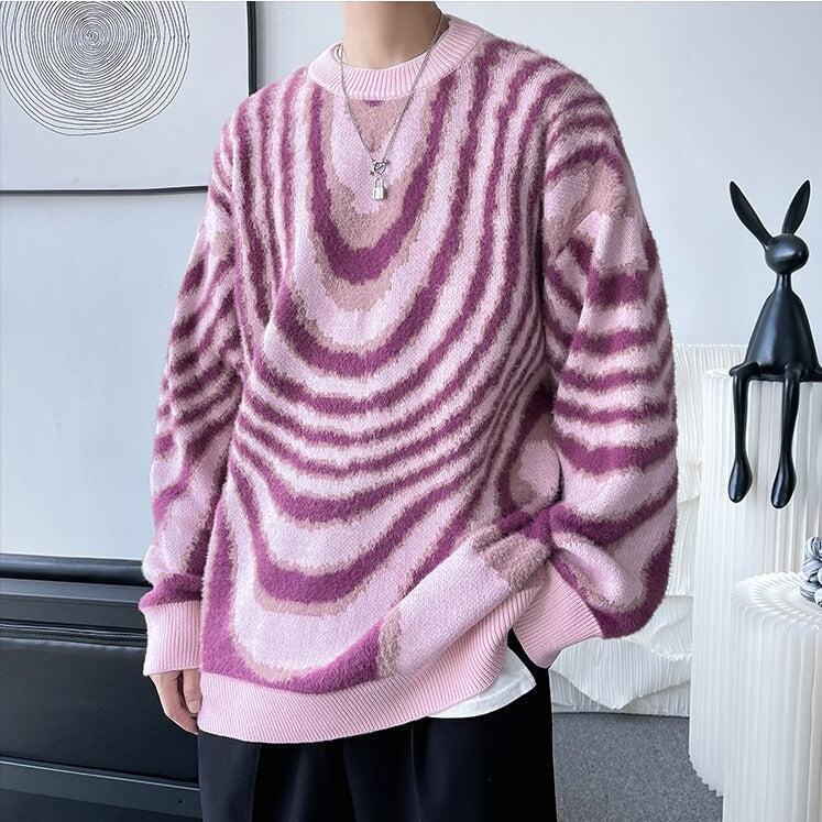 Y2K Wavy Striped Knitted Sweater Y2K Wavy Striped Knitted Sweater