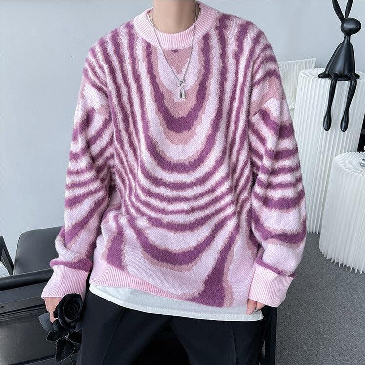 Y2K Wavy Striped Knitted Sweater Y2K Wavy Striped Knitted Sweater