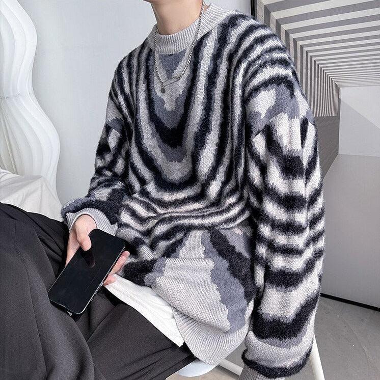 Y2K Wavy Striped Knitted Sweater Y2K Wavy Striped Knitted Sweater