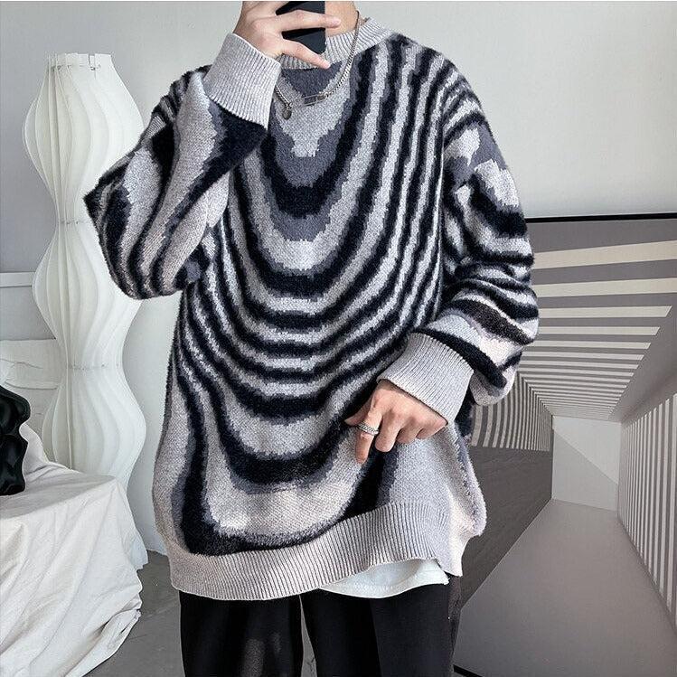 Y2K Wavy Striped Knitted Sweater Y2K Wavy Striped Knitted Sweater