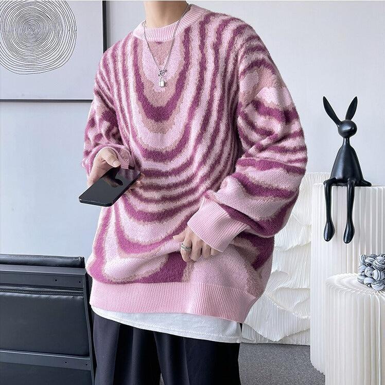 Y2K Wavy Striped Knitted Sweater Y2K Wavy Striped Knitted Sweater