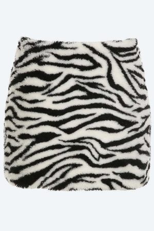 Zebra Fluffy Mini Skirt