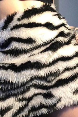 Zebra Fluffy Mini Skirt