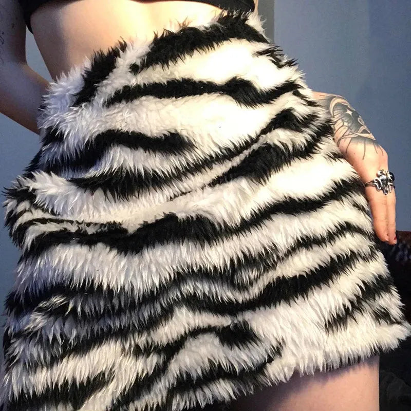 Zebra Fluffy Mini Skirt Zebra Fluffy Mini Skirt