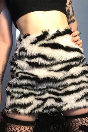 Zebra Fluffy Mini Skirt