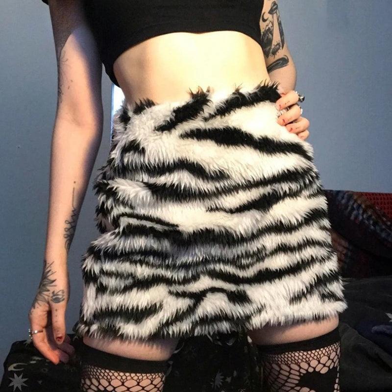 Zebra Fluffy Mini Skirt Zebra Fluffy Mini Skirt