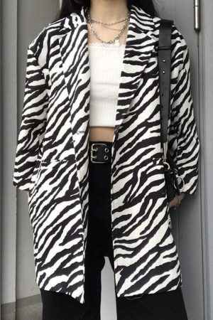 Zebra Print Long Blazer
