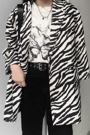 Zebra Print Long Blazer