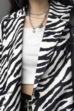 Zebra Print Long Blazer