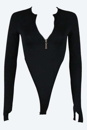 Zip Up High Leg Bodysuit