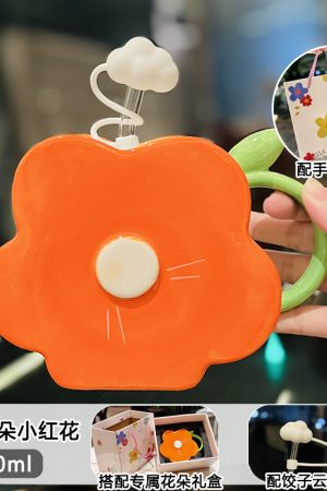 Cherry Blossom Relief Ceramic Water Cup - Aesthetic Coffee Mug for  - Birthday Outfit