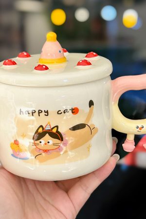 Chic Ceramic Water Cup - Cute Coffee Mug Gift for Trendy Girls' Birthday Outfit