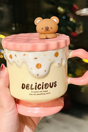 Cute Bear High-foot Ice Cream Cup Coffee Mug - Adorable Drinkware for Y2k Outfits