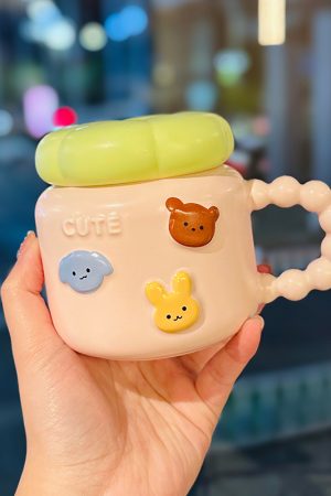 Cute Girl Heart Spiral Lid Mug - Perfect for Breakfast & Cute Everyday Outfits Gift