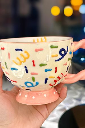 Stylish Girls' Ceramic Drinking Cup with Spoon - Perfect for Your Brunch Outfit!