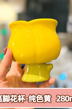 High-value Peach Ceramic Water Cup with Spoon - Cute Girls' High-foo - Pretty Outfits