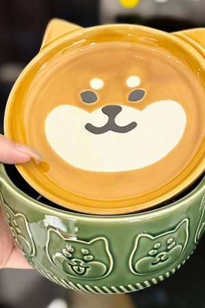 Japanese-style Cute Shiba Inu Double-ear Ceramic Noodle Bowl - Easy Halloween Costume