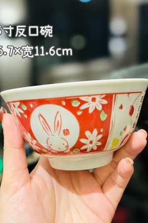 Japanese-style Rabbit Ceramic Rice Bowl Set - 4.5-inch  - Alice in Wonderland Costume