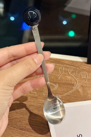 Korean Style Ceramic Round Ball Spoon: Cute Kitchen Decor for Coffee and Outfit Inspo