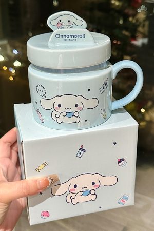 Kuromi Ceramic Mug with Lid - Perfect for Enjoying Coffee with Cute Everyday Outfits