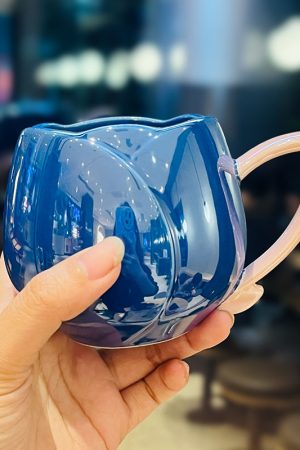 Light Luxury Tulip Ceramic Drinking Cup – Elegant Gift for Girls' Birthday Outfit