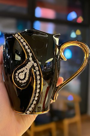 Luxury Hand-painted Gold Ceramic Water Cup Set for Dynamic Duo Costumes Couples Gift