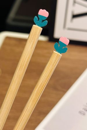 Natural Bamboo Tulip Chopsticks for One, Unpainted Non-slip  - Easy Halloween Costume