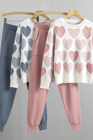 Preppy Outfit With Heart-shaped Beaded Accents