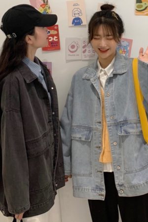 Slim Mid-Length Blue Long-Sleeved Denim Jacket