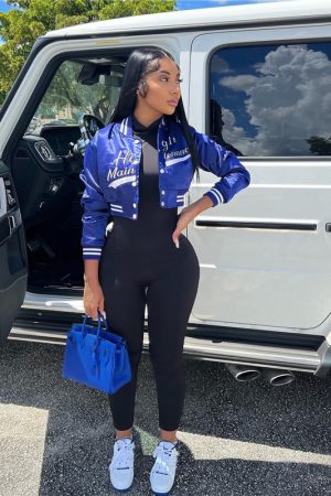 Blue Jacket Women Printed Casual Coat