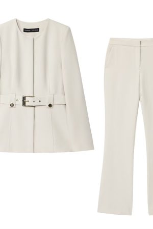 Design Long-sleeved Top Wide-leg Pants Show Elegant Outfit