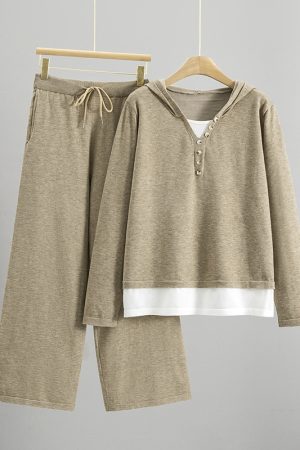 Knitted Sweater And Wide-leg Pants Casual Sportswear Set