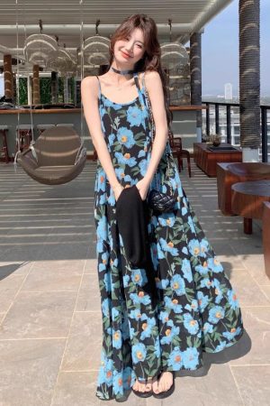 Blue Floral Dress Strapless Super Fairy