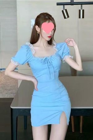 French Minority Blue Dress Women