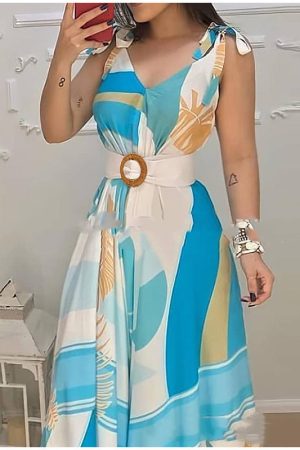 Blue Lace Dress Without Positioning Printing