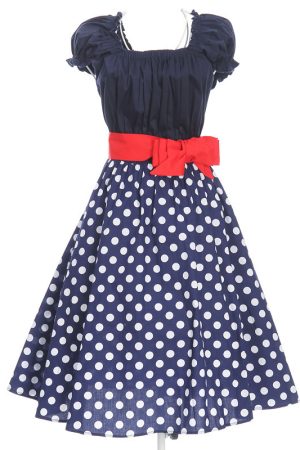 Women's blue polka dot dress