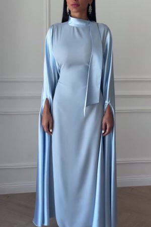 Blue Bucket Seam Maxi Dress