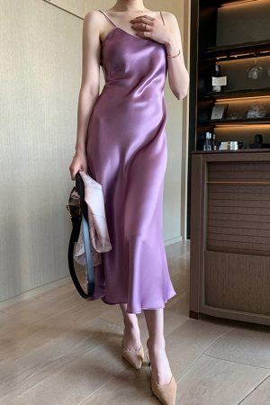 Acetate Satin Slip Dress Loose And Slim Versatile