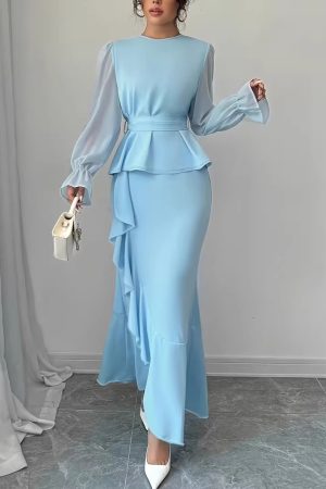 Fashionable Irregular Ruffle Hem Slip Dress