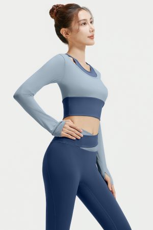 Bra-free Bare-feel Faux Two-piece Yoga Outfit Set