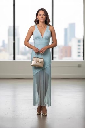 Stitched Tassel Long Bandage Chic Dress