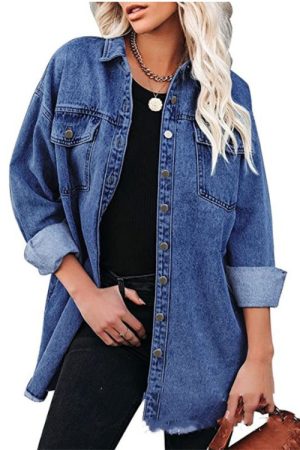Women's Pure Blue Commuter Casual Denim Jacket