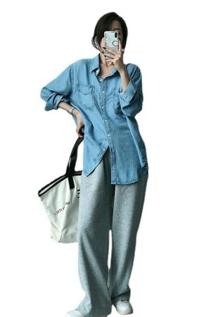 Blue Denim Shirt Women's Spring And Autumn Jacket Retro Hong Kong Flavor