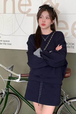 Petite Korean-style Outfit With A High-end Lazy Sweatsuit