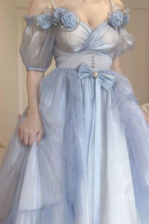 Sweet Elegant Gradient Blue Dress