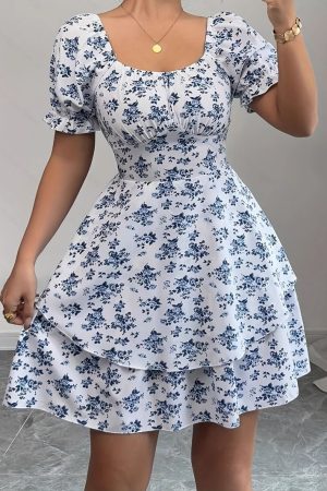 Women's Blue Floral Dress